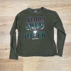 Realtree Olive Green Graphic Tee Outdoors Cotton Hunting Deer